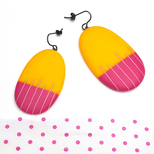 colourful oval brush earrings