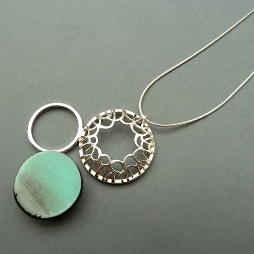 Silver and green pendant