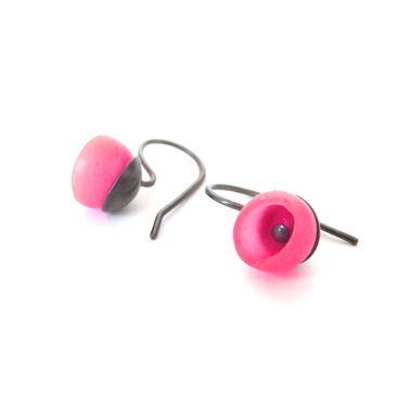 Pink hook earrings