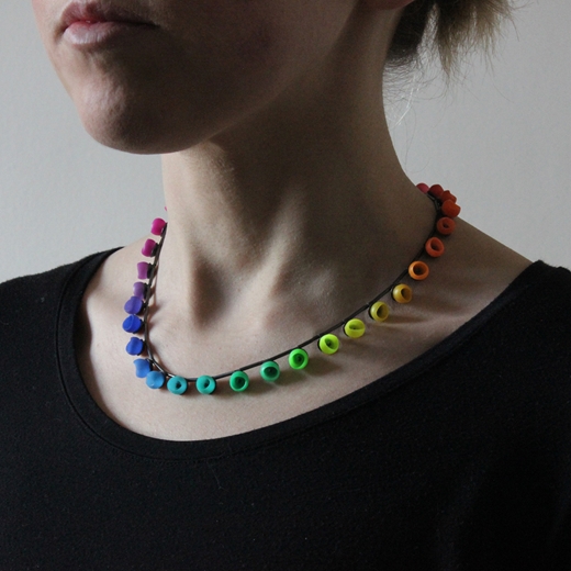Rainbow fade necklace worn